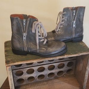 Gray leather fashion boots by Mia Heritage